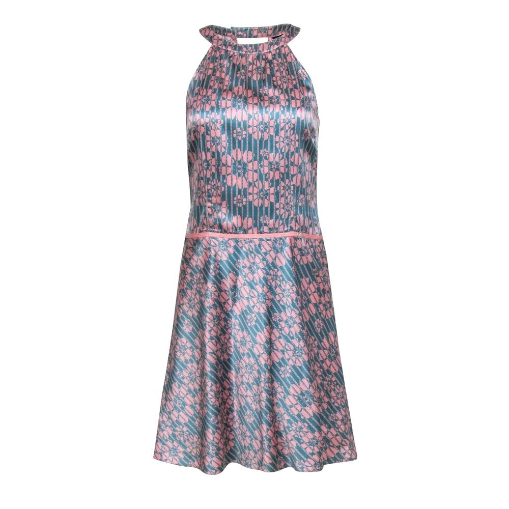 TED BAKER Silky Floral High Neck Midi Dress TB 3 / US 8